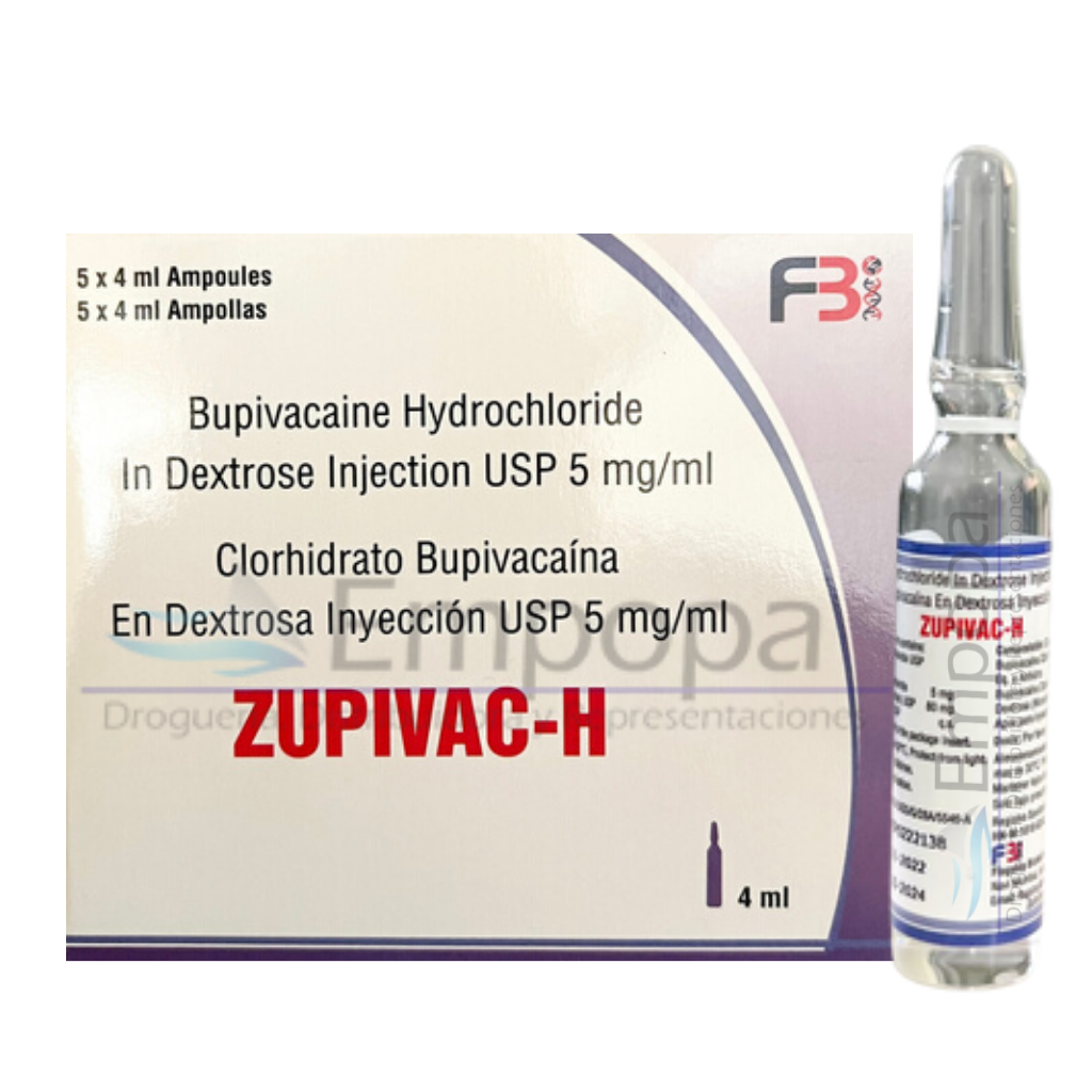 [MED-ZUPIVACH-4ML] ZUPIVAC-H 5 mg/mL (Bupivacaína en dextrosa) - Caja x 5 ampollas 4 mL