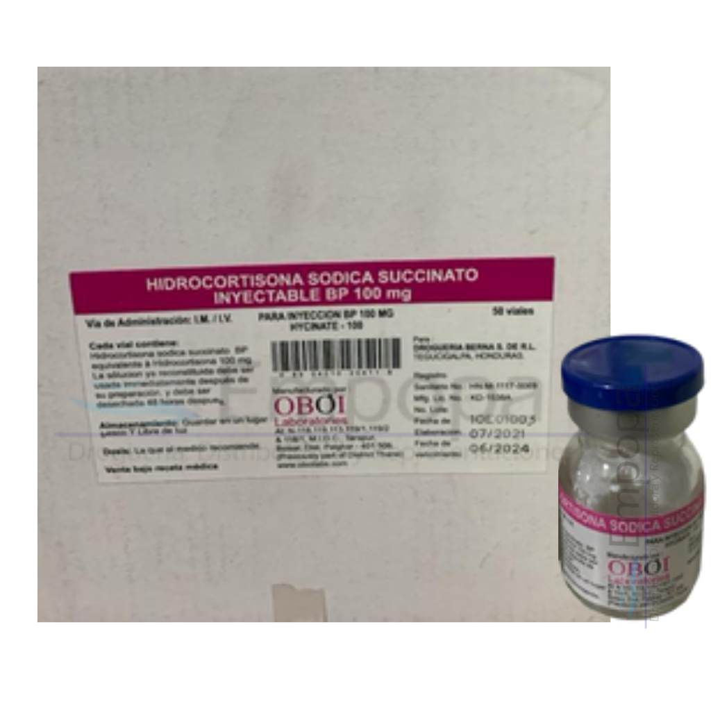[MED-HIDROCORTISONA-100] HIDROCORTISONA 100 mg (succinato sódico) - Caja x 50 viales IM/IV