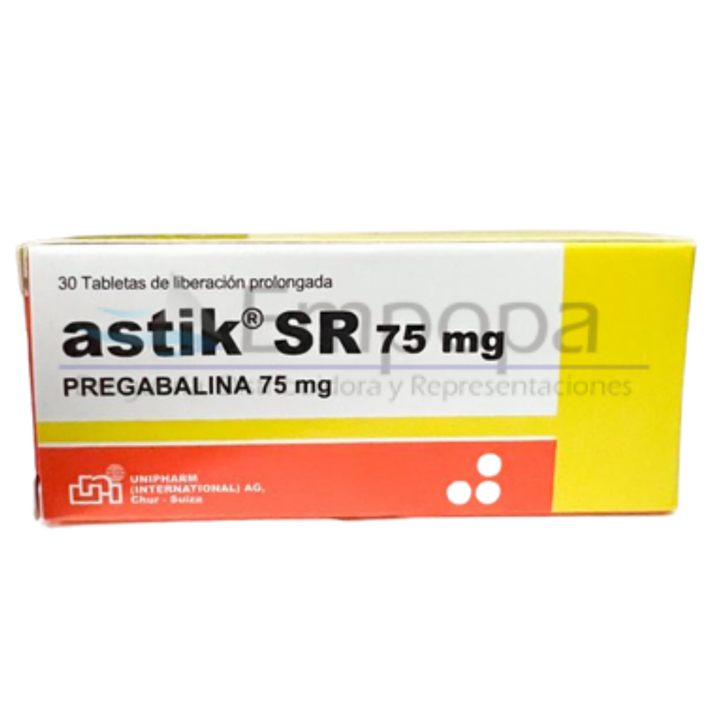 [UNI-002] ASTIK SR 75 mg (Pregabalina) - Caja x 30 tabletas liberación prolongada