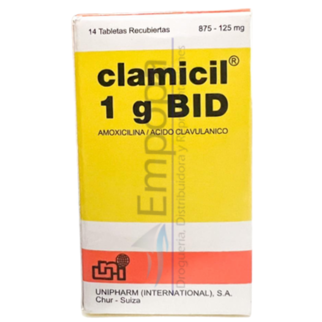 [UNI-004] CLAMICIL 875/125 mg (Amoxicilina/Ác. clavulánico) - Caja x 14 tabletas