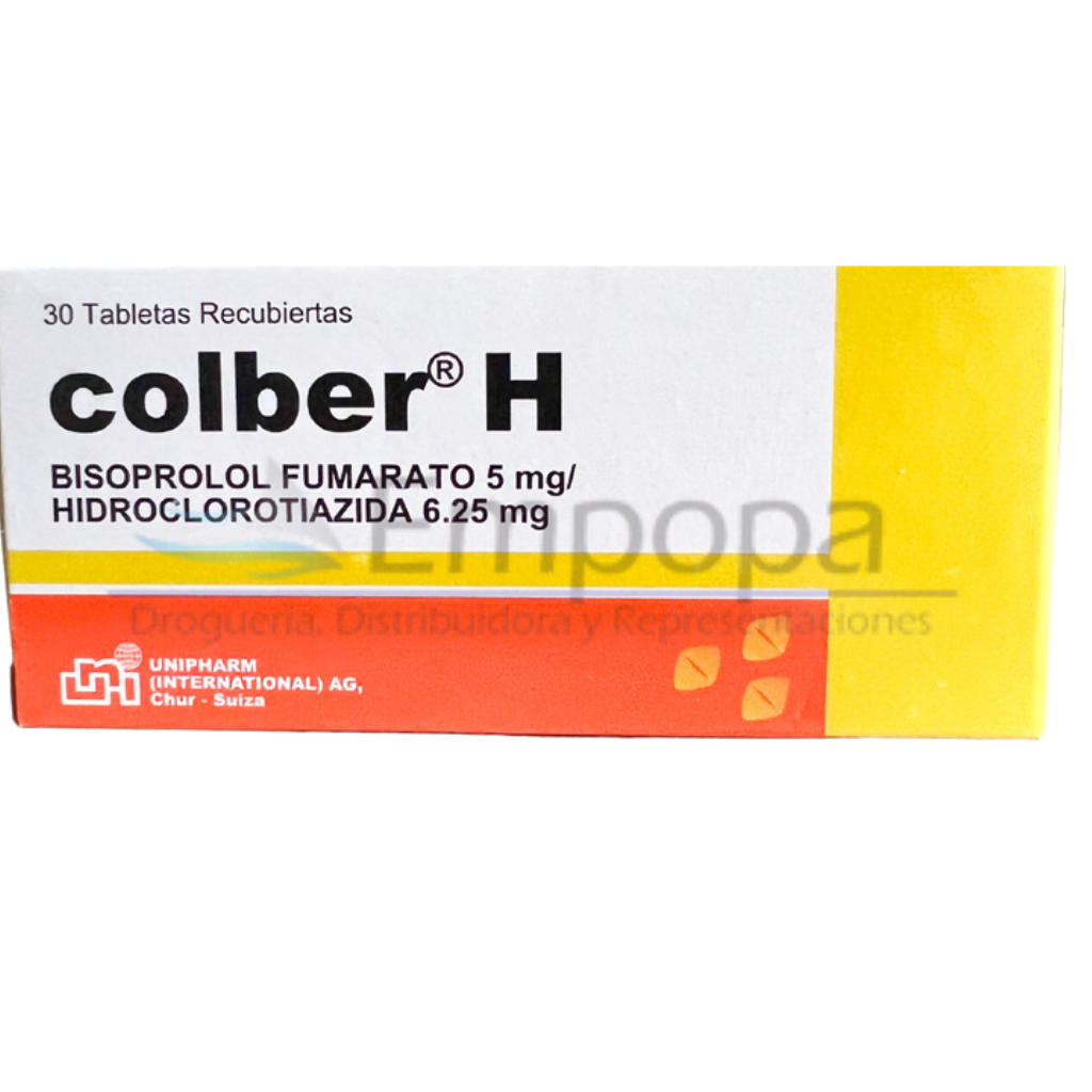[UNI-008] COLBER H 5/6.25 mg (Bisoprolol/Hidroclorotiazida) - Caja x 30 tabletas