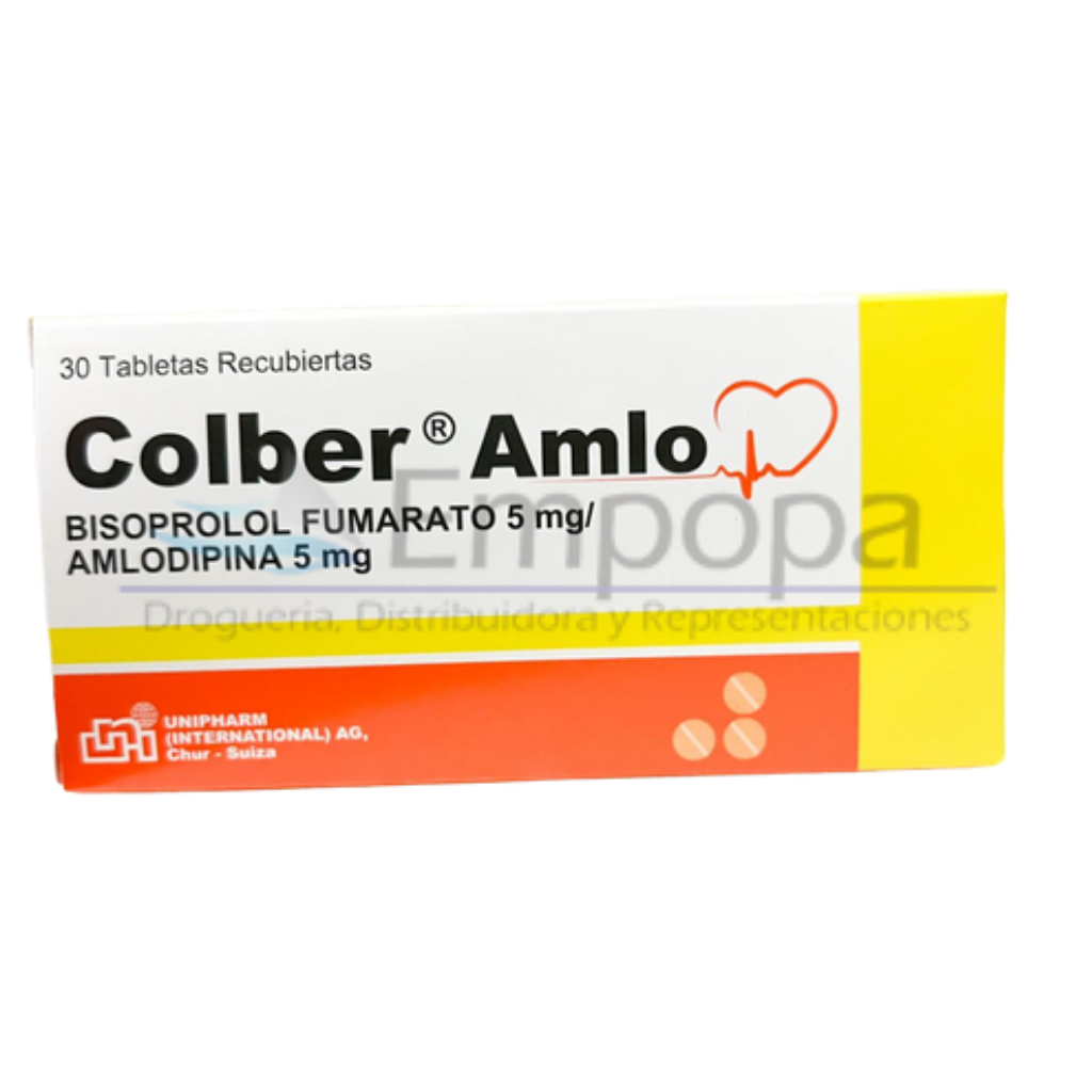 [UNI-011] COLBER AMLO 5/5 mg (Bisoprolol/Amlodipina) - Caja x 30 tabletas
