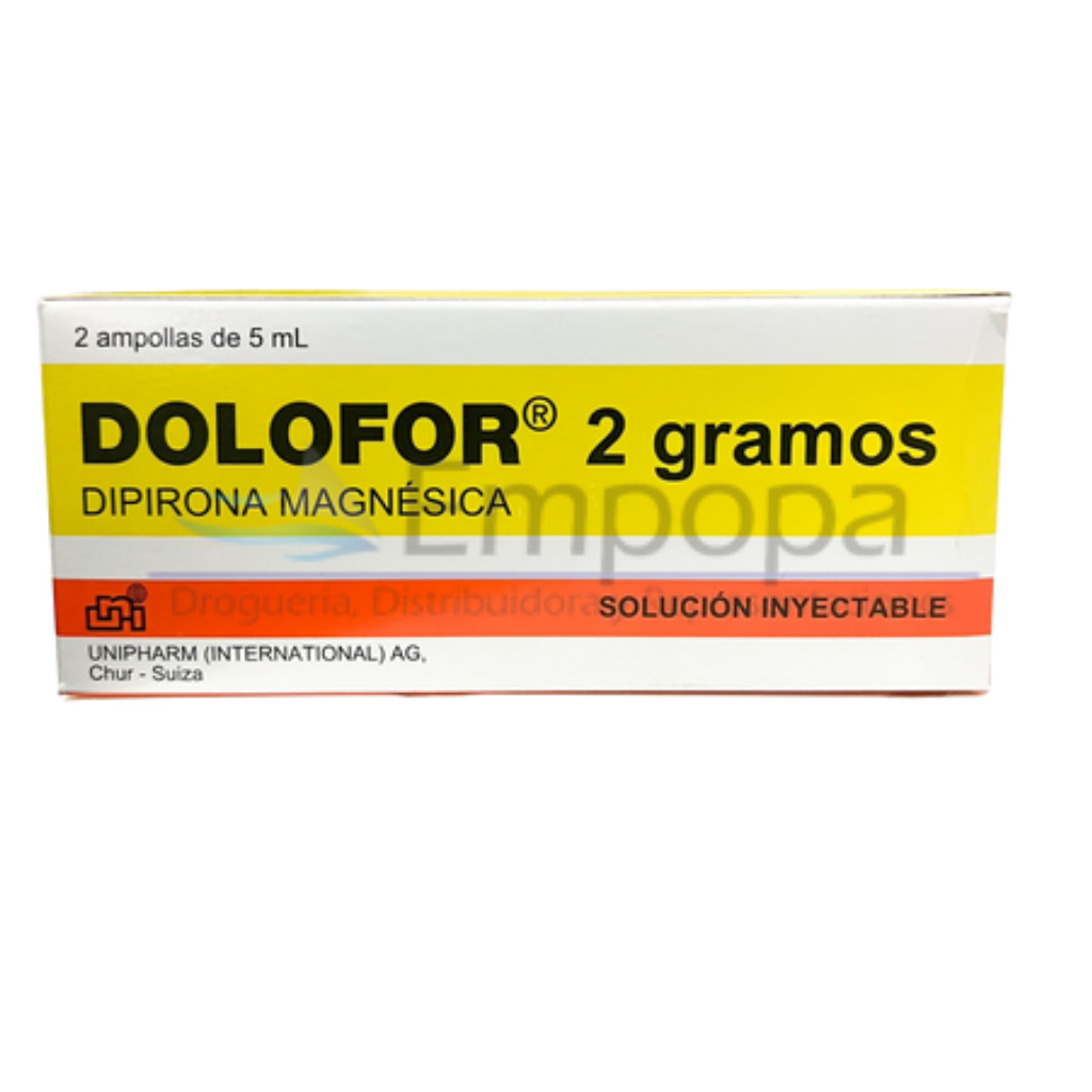 [UNI-017] DOLOFOR 2 g/5 mL (Dipirona magnésica) - Caja x 2 ampollas 5 mL