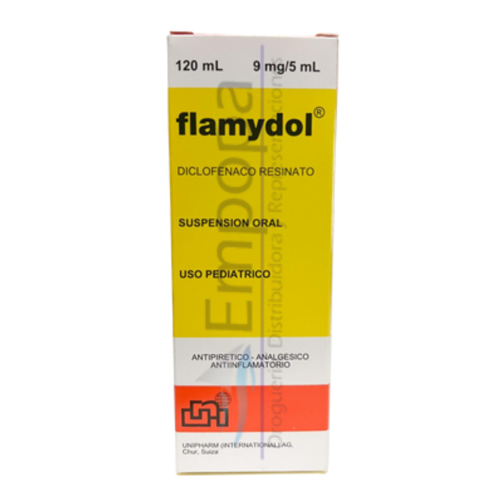 [UNI-020] FLAMYDOL 9 mg/5 mL (Diclofenaco resinato) - Suspensión oral pediátrica 120 mL