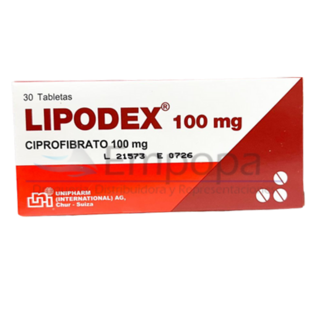 [UNI-032] LIPODEX 100 mg (Ciprofibrato) - Caja x 30 cápsulas