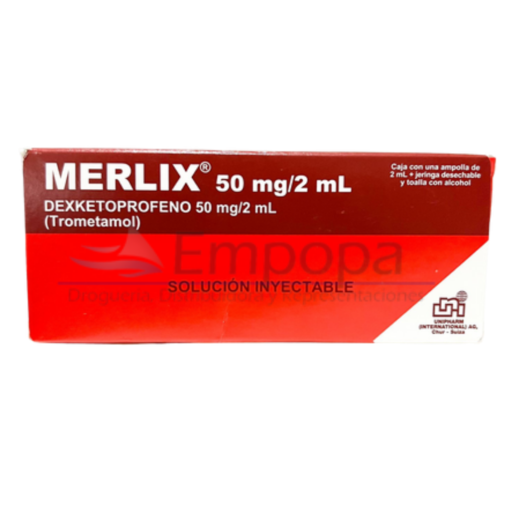 [UNI-035] MERLIX 50 mg/2 mL (Dexketoprofeno) - Ampolla 2 mL + jeringa