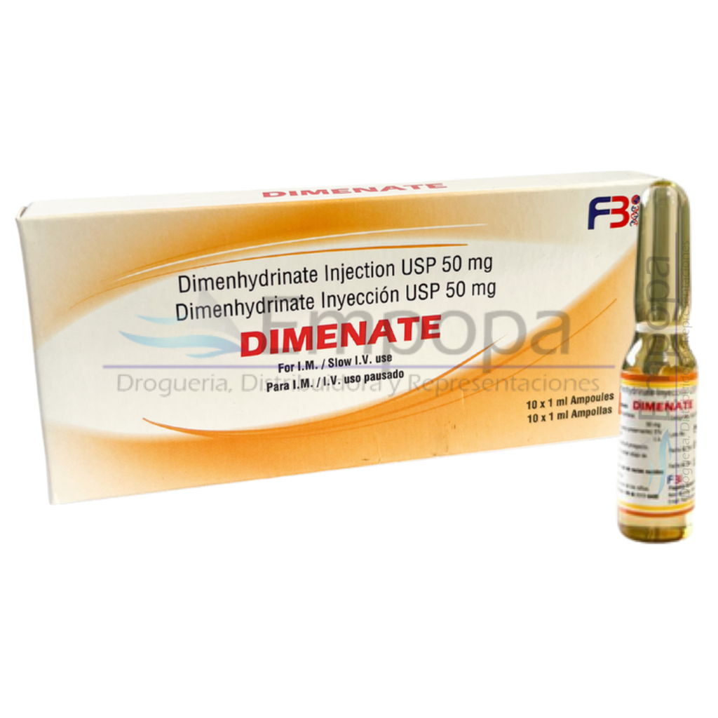 [MED-DIMENATE-50MG] DIMENATE 50 mg/mL (Dimenhidrinato) - Caja x 10 ampollas 1 mL