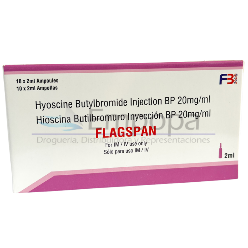 [MED-FLAGSPAN-20MG] FLAGSPAN 20 mg/mL (Hioscina butilbromuro) - Caja x 10 ampollas 2 mL