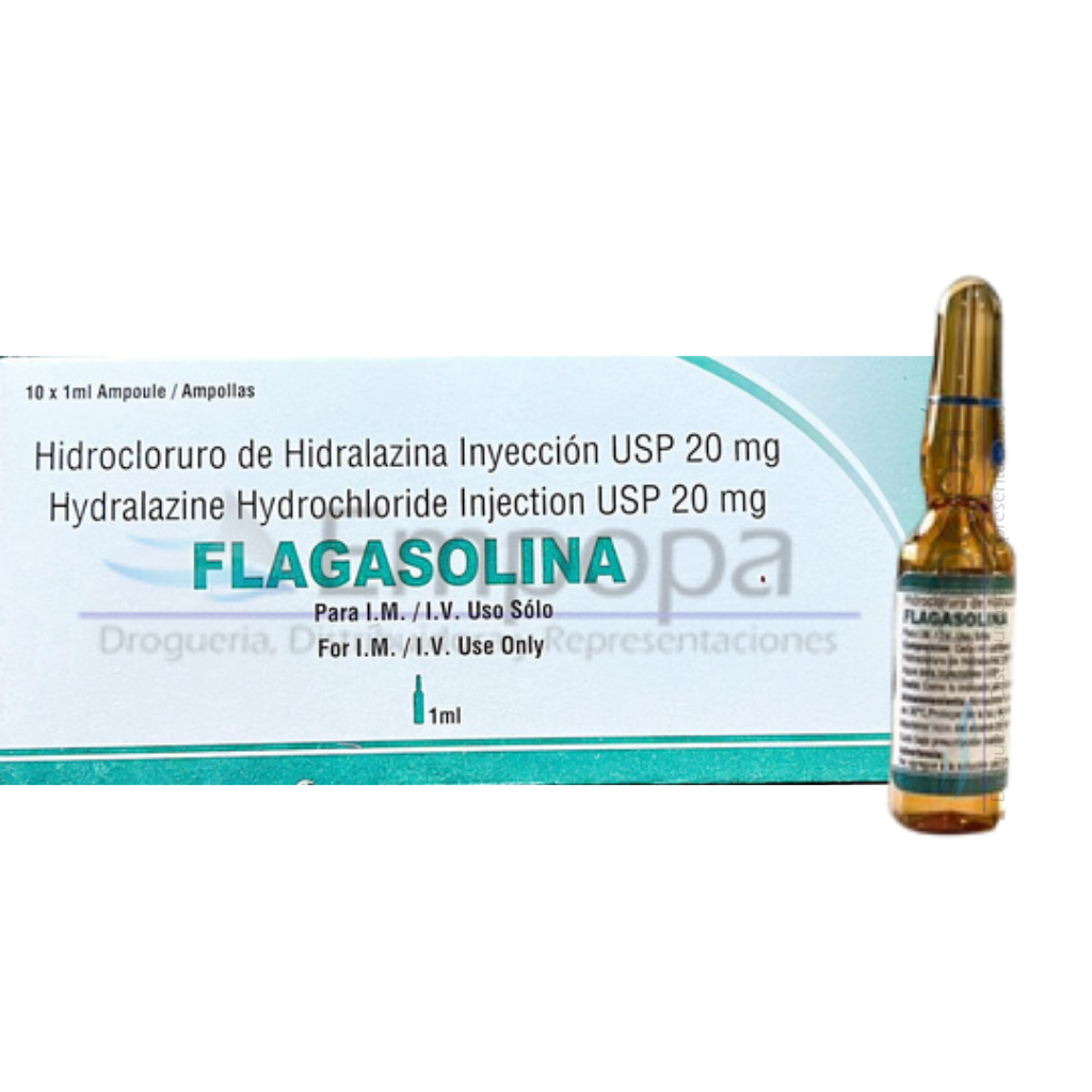 [MED-FLAGASOLINA-20MG] FLAGASOLINA 20 mg (Hidralazina) - Caja x 10 ampollas 1 mL