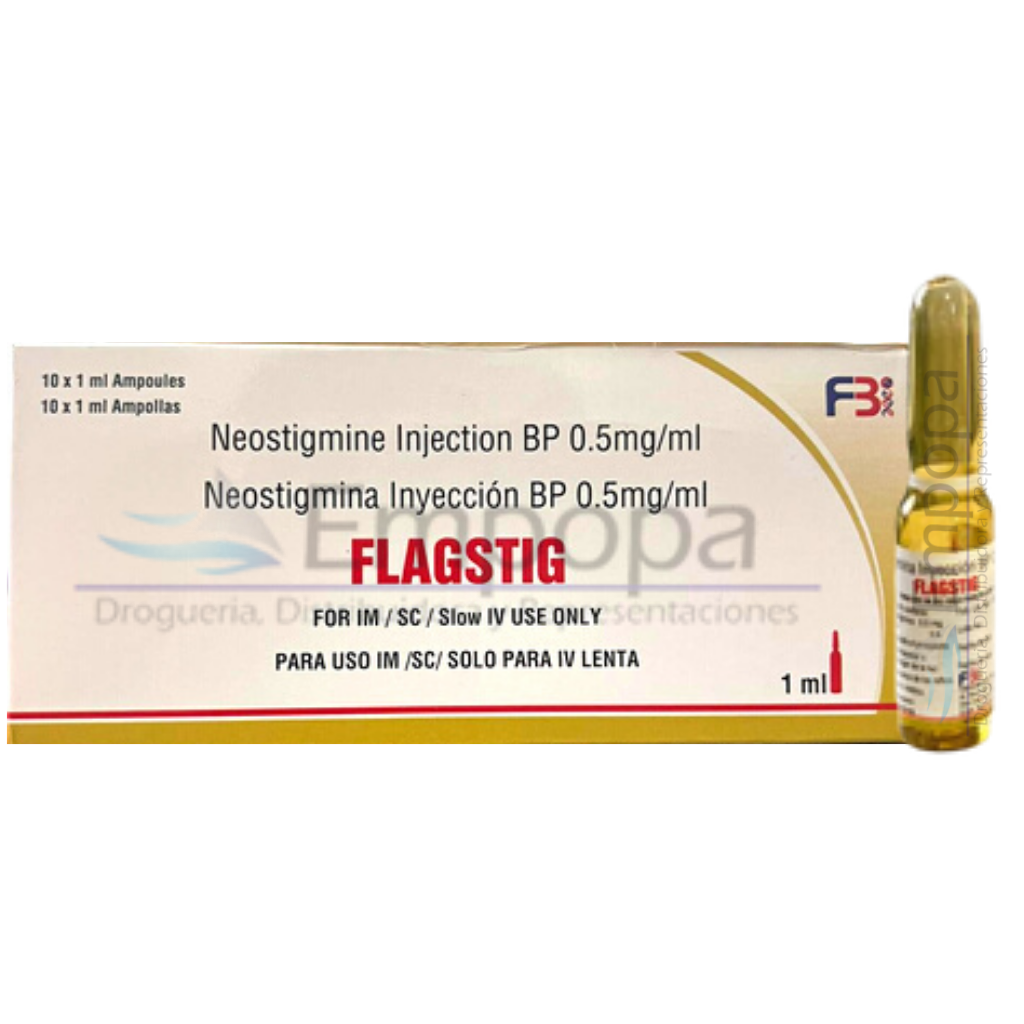 [MED-FLAGSTIG-0.5MG] FLAGSTIG 0.5 mg/mL (Neostigmina) - Caja x 10 ampollas 1 mL