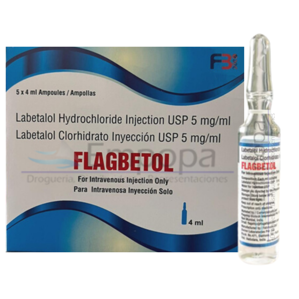 [MED-FLAGBETOL-5MG] FLAGBETOL 5 mg/mL (Labetalol) - Caja x 5 ampollas 4 mL